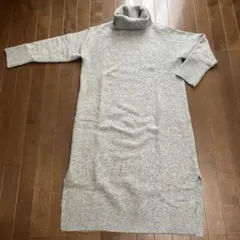 タートルネックロングニットワンピース　ユニクロ　グレー　Mサイズ