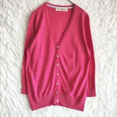 【アフタヌーンティー】ピンク Vネック ニットカーディガン オフィス 着回し抜群