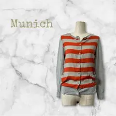 ミューニック Munich 異素材切替カーディガン ボーダーグレーオレンジ OSのサムネイル