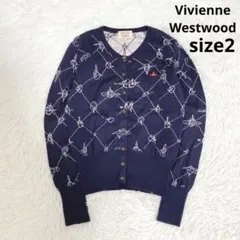 希少 ヴィヴィアンウエストウッド オーブ総柄カーディガン オーブボタン 刺繍入り