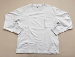 GU ポケット付き クルーネックTシャツ 長袖 ホワイト S