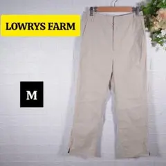 a1263C【ローリーズファーム】カジュアルパンツ M ベージュ ゴム 綿 麻