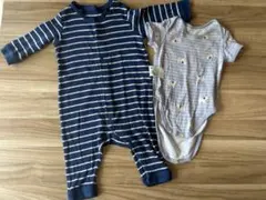70cm ストライプロンパース・カバーオールセット　ボディスーツ