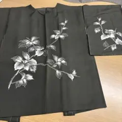 手描き絵羽柄　墨黒羽織　絹