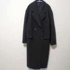 美品 GU ダブルブレストチェスターコート ブラック L オーバーサイズ ロング