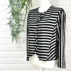 ひめしゃら　Lサイズ相当　ボーダー　和風　ジャケット　総柄　薄手　裏地　個性的