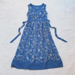 ローラアシュレイ 紫陽花柄ノースリーブワンピース（綿麻混素材） 11 