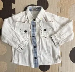 [[かん様]] ミキハウスDOUBLE.B 刺繍付きホワイトシャツ90cm