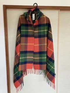 チェック柄フード付きストール