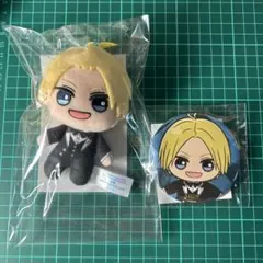 セガラッキーくじ B賞　ぬいぐるみマスコット 　缶バッジ　朝倉シン