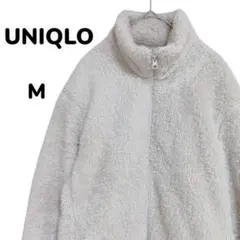 ユニクロ【M】ファーリーフリースフルジップジャケット オフホワイト もこもこ
