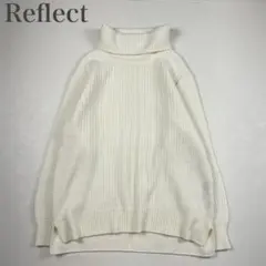 リフレクト 美品 ウールMIX タートルネック ワイドデザイン 畦編みニット