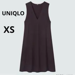 美品 UNIQLO XS ジャージージャンパースカート ワイン Vネック