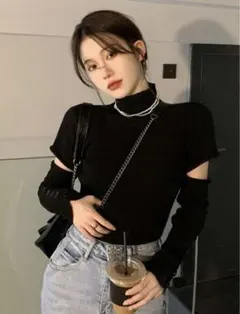 SHEIN アームウォーマー付きニット