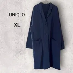 ユニクロ ステンカラーロングコート XL 綿麻混 長袖 春秋 シンプル