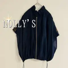 NOLLY'S ハイネックフリルドローストリングブルゾンベスト（フリーサイズ）紺のサムネイル