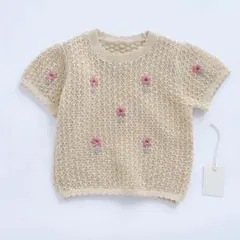 ZARA TIMELESS 刺繍入りフラワーニットTシャツ 2歳（92CM）のサムネイル
