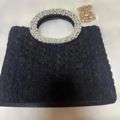 2way パーティ ハンドバッグ ショルダーバック 黒 パール