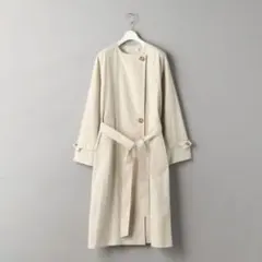 美品＊BEAUTY&YOUTH ノーカラー ベルトコート S 撥水 ベージュ