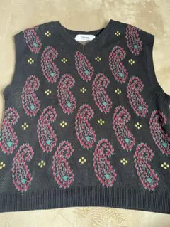 oriensペイズリーニットベスト