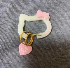 【美品】ハローキティー　キーホルダー カラビナ　ハートチャーム付き　看護師グッズ