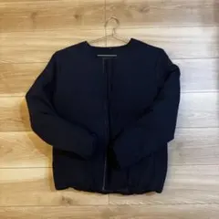 【無印良品】ネイビー ノーカラー　ウール　ダウンジャケット