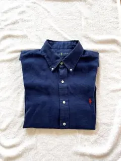 Ralph Lauren ネイビー 半袖リネン100％シャツLサイズ