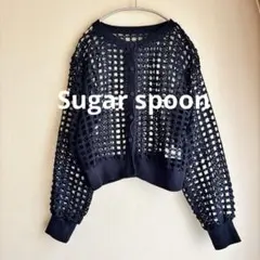 Sugar spoon 編みカーディガン 黒 クロシェ風 春夏のサムネイル