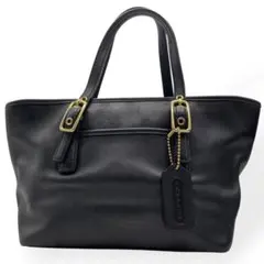 極美品　COACH　オールドコーチ　ハンドバッグ　ブラック　レザー　本革
