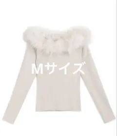 GRLファーオフショルダー ニットトップス[an1271] 白 M