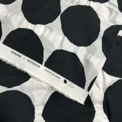 2m 綿100% 塩縮ローン　大きなドット　ホワイト×ブラック