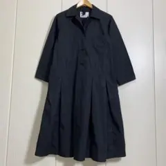 マーガレットハウエル コットンリネンシャツワンピース 半袖 ブラック