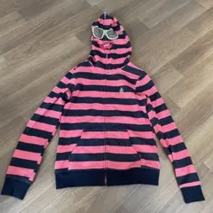 Volcom ピンク/黒ストライプ パーカー XS