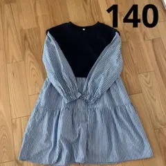 ⭐️GU⭐️ネイビーとストライプの長袖ワンピース