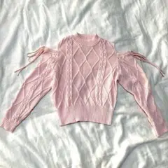 ピンク ケーブルニット セーター Fサイズ