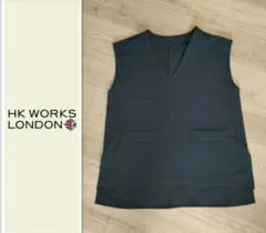 【LL】HK WORKS LONDON Vネック ノースリーブ ベスト ジレ 黒のサムネイル