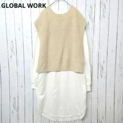 グローバルワーク 2WAYニットベストワンピース 白 M