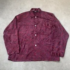 90s EURO パジャマシャツ ペイズリー柄 総柄 長袖 古着 XL