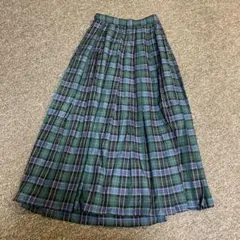 earth music&ecology グリーンチェック プリーツスカート S