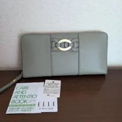 ELLE ラウンドジップ長財布 くすみ オリーブグリーンのサムネイル