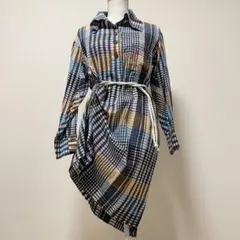 ヴィヴィアンウエストウッド　ロングシャツワンピース　チェック　オーブ　アシメ