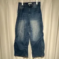 ワイドデニムパンツ バギーデニム ルーズシルエット インディゴブルー