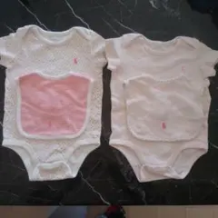 4点 1回着用ラルフローレンロンパース スタイピンク花柄