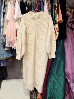 Ray beams アイボリー ニットワンピース 長袖
