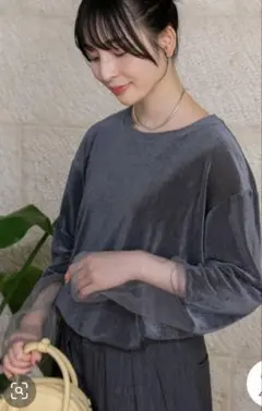 袖切り替えシアーベロアトップス　THE CRAFT CREW PRODUCTS