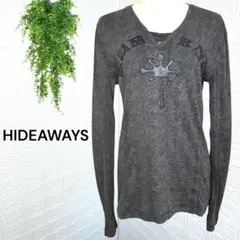 3186【HIDEAWAYS】美品 Y2K チュニック 長袖 皮革 ブラック L