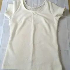 CECILMcBEE セシルマクビー 半袖 Tシャツ レースネックライン 白 M