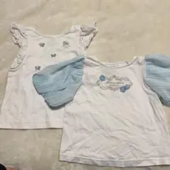 ２点セット　フリル付き白Tシャツとストライプ袖　アナスイミニ