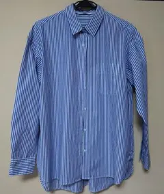 UNIQLO 青白ストライプ 長袖シャツ