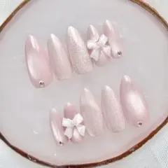 357♡ ネイルチップ マグネット 微粒子　ワンホン フレンチガーリー